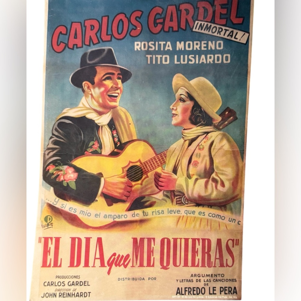 Vintage Carlos Gardel Movie Poster El Dia Que Me Quieras Tango Argentina